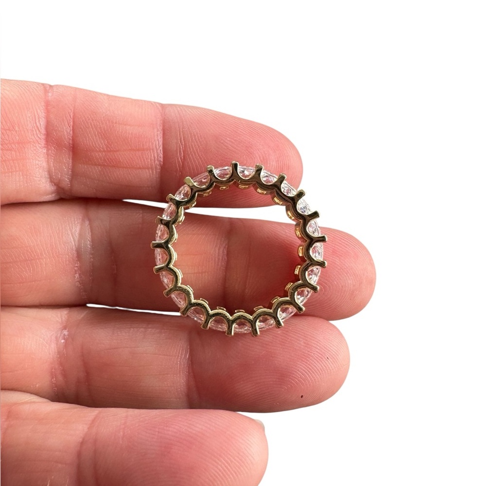 Gold Rectangular Diamond Lined Ring - image 7